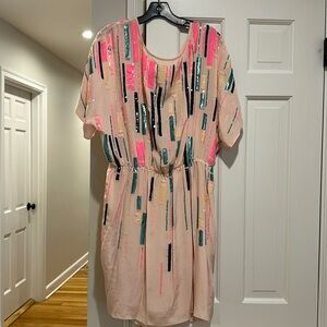 New with tags Shoshanna sequin dress, pink with multi colored sequin details